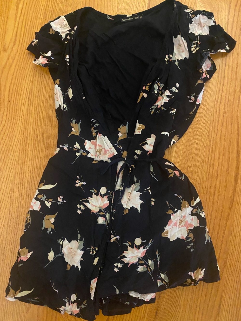 Abercrombie & Fitch Black Dress with Pink and Cream Floral Accents